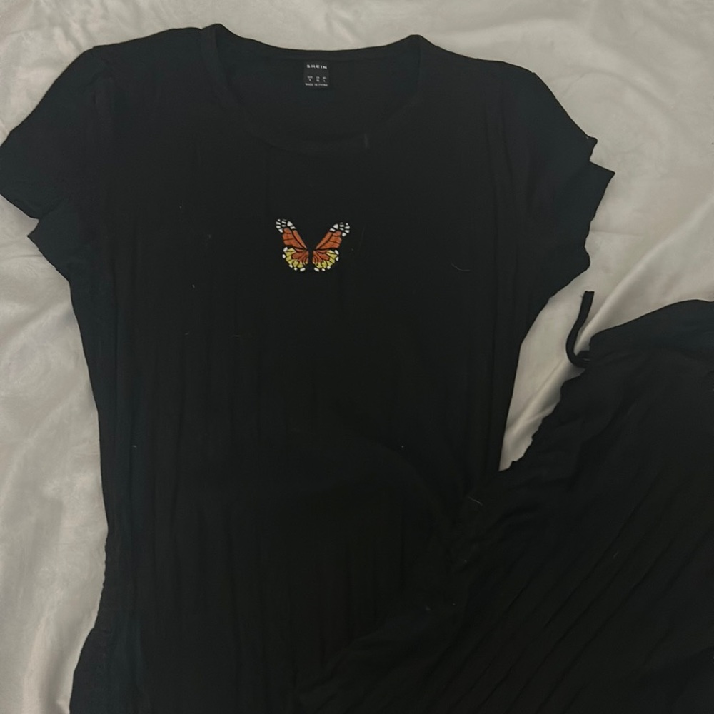 long black butterfly dress
